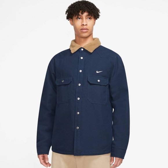 New!🍁Nike SB Men’s Flannel Midnight Navy Jacket - Picture 3 of 16